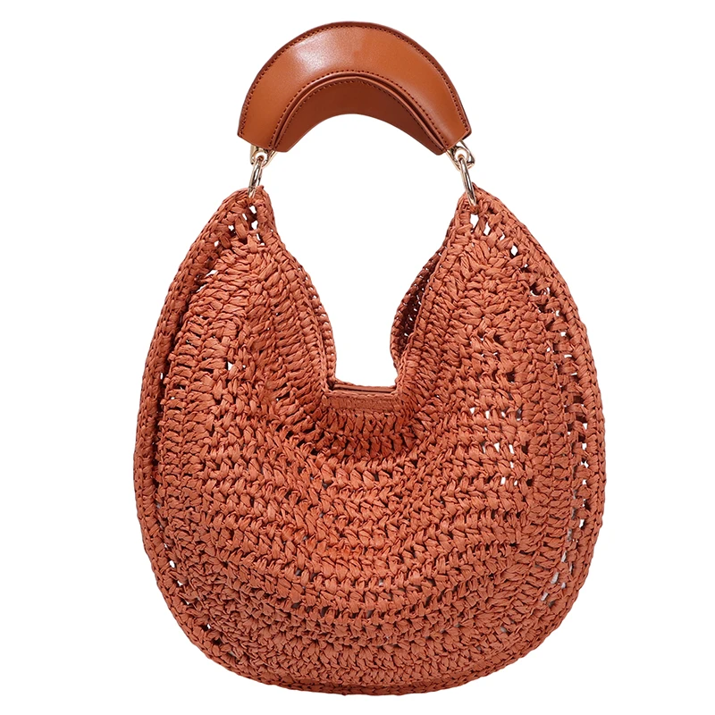 

High Quality Women Straw Handbags Large Capacity Ladies Weave Beach Shoulder Messenger Bags Casual Female Hollow Out Tote Bag
