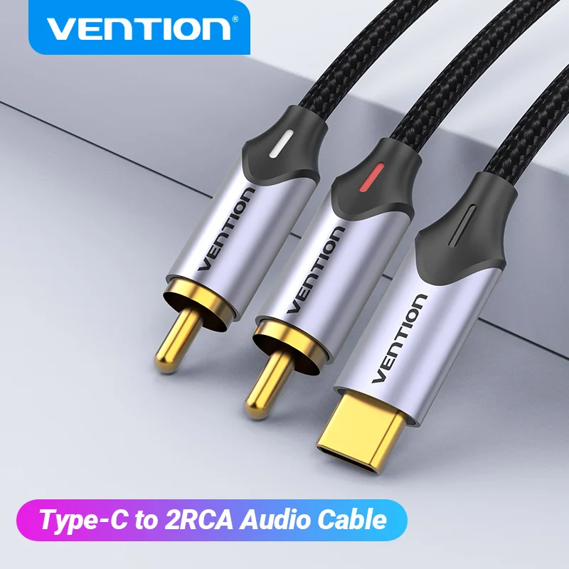 Vention USB C para RCA Cabo de Áudio Tipo C para 2 Cabo RCA para Amplificador de Alto-falante Huawei Xiaomi Laptop 1m 2m 3m USB C Splitter RCA Y