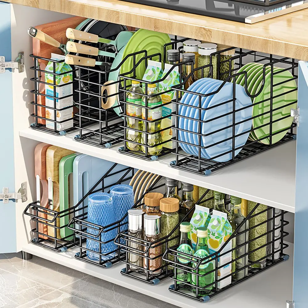 

A68G-1PCS Kitchen Shelf Under The Sink Organizer Cupboard Storage Rack Lid And Spice Jar Organizer For Kitchen Counter