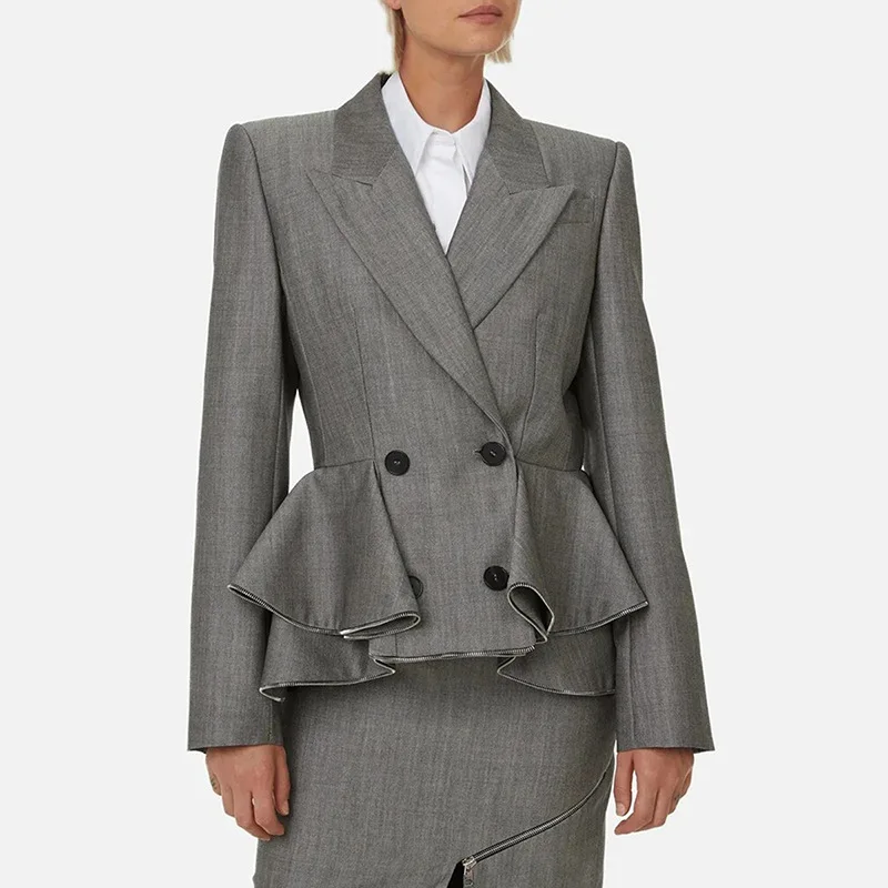 

Fashion Women Turn-Down Collar Long Sleeve Coat Tierred Coat