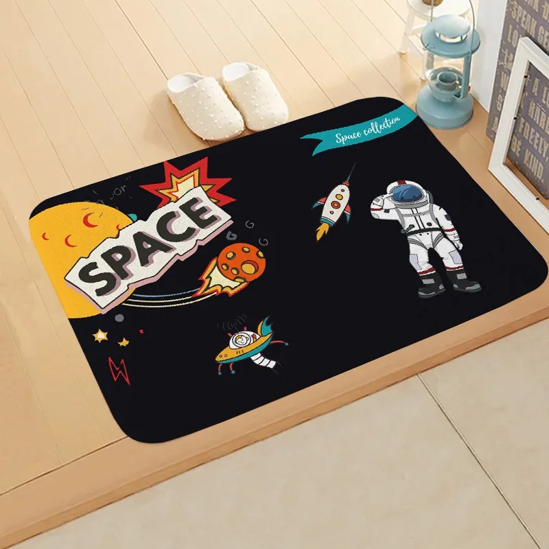 Cartoon astronaut pattern floor mat kitchen bathroom absorbent mat home decoration bedroom living room entrance entrance carpet