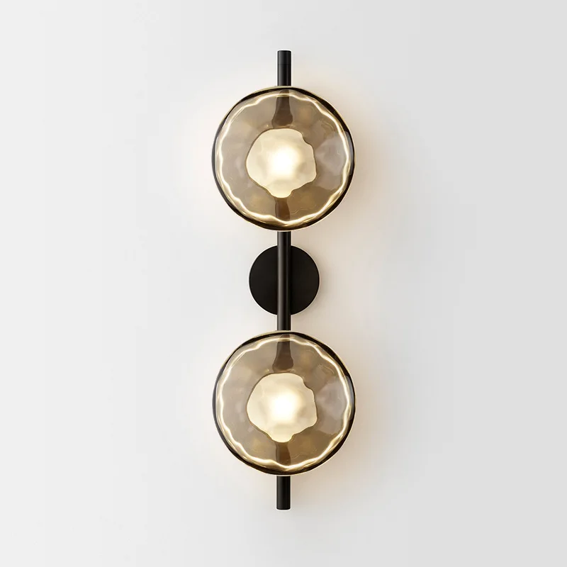 Postmodern background wall lamp bedroom bedside glass