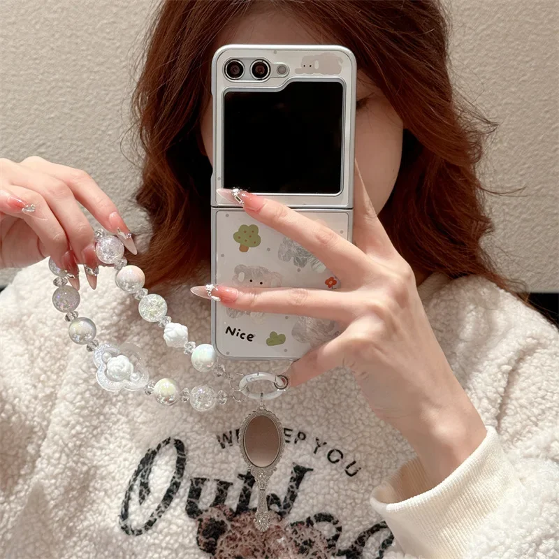 Funda de teléfono de elefante plateado para Samsung Galaxy Z Flip 6 5 4 3 funda protectora trasera para ZFlip4 ZFlip5 ZFlip6