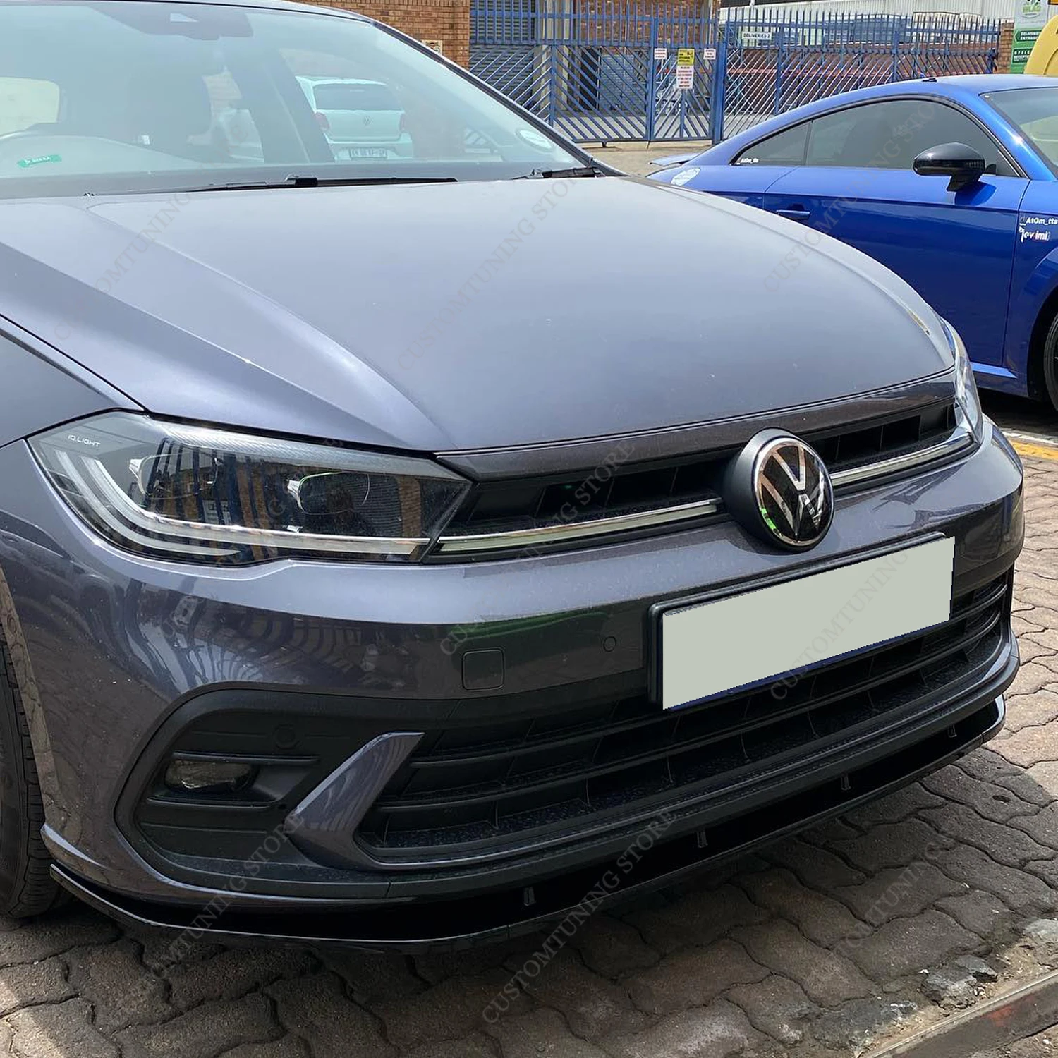 Gloss Black ABS CS Style Front Bumper Lip Spoiler Splitter For VW Polo 8 AW TSI TGI GTI R-line 2021-2024 Lci Bodykits Tuning