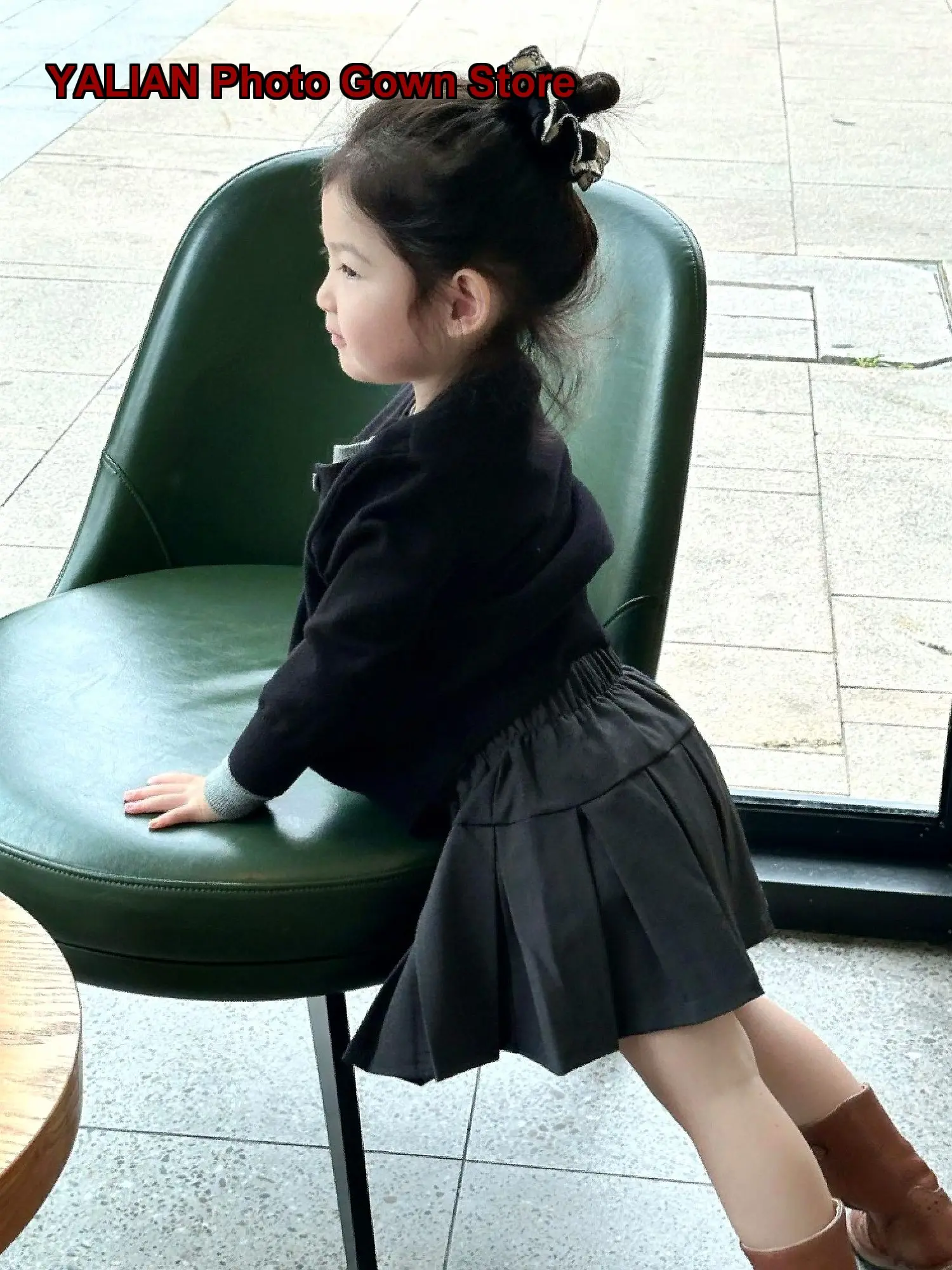 Little Girls Autumn Fashionable Lazy-Style Fake Two-Piece Knit Set