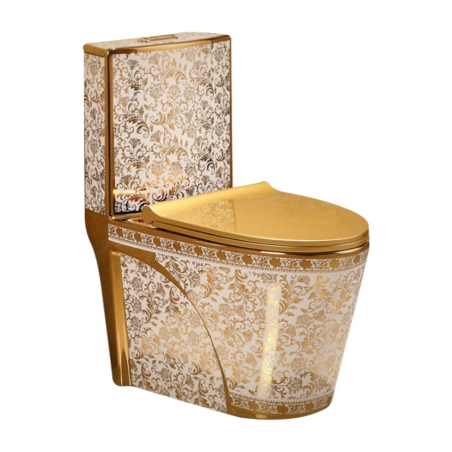 

Royal PP cover glossy water closets customized gold bathroom one piece toilet ceramic