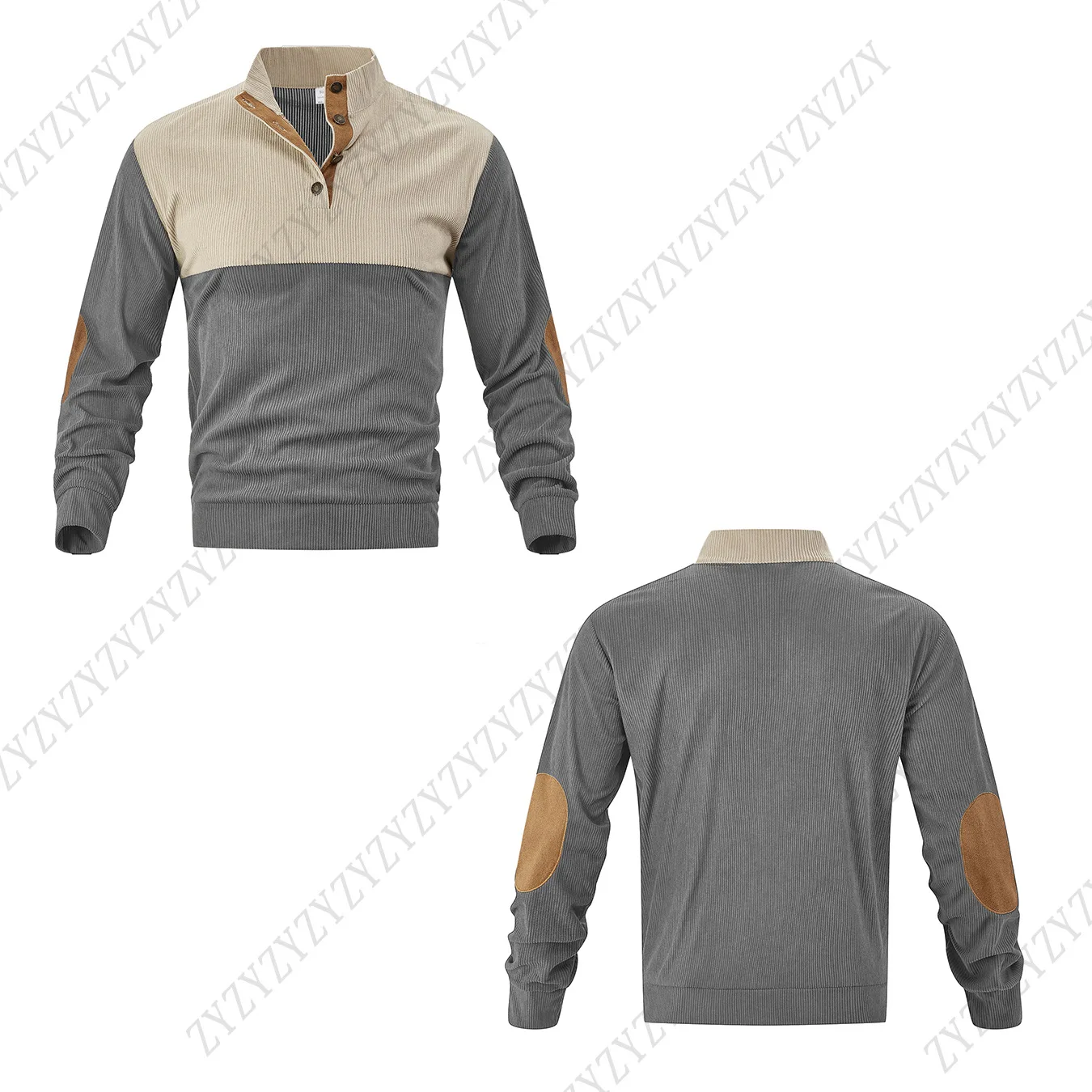 2026-Spring-Autumn-European-Men-Color-Block-Stand-Collar-Corduroy-Hoodie-Loose-Fit-Long-Sleeve-Pullover-Daily-Street-Outdoor-Spo