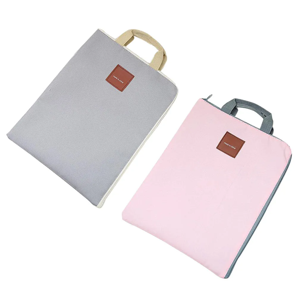 

2Pcs Canvas Documents Bag Laptop Storage Pouch Waterproof Wear-Resistant File Organizer Multi-Functional Tablet Container