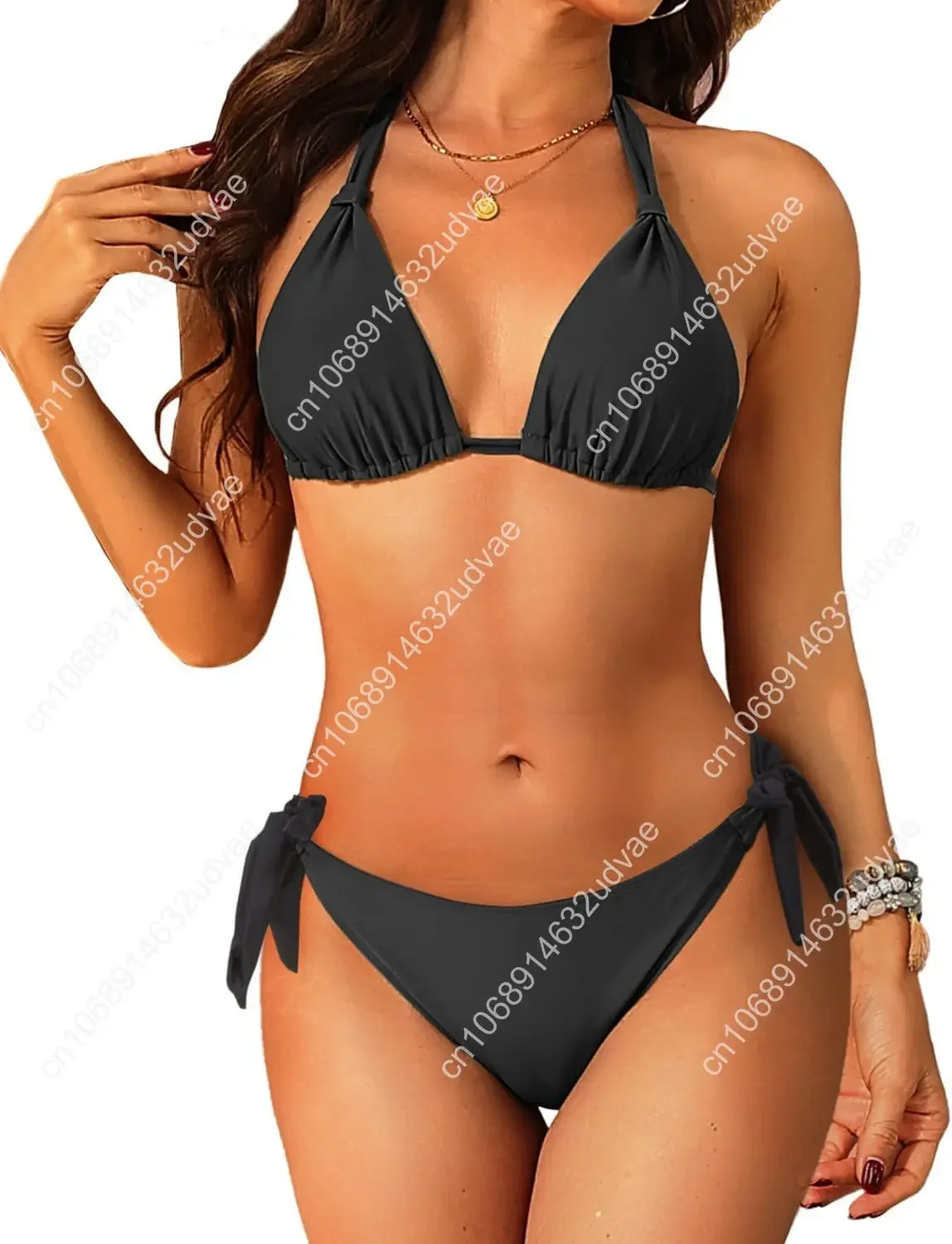 Women Halter Bikini Set - Two Piece Triangle Swimsuit Tie Bathing Suit 2025 Cute Swimwear