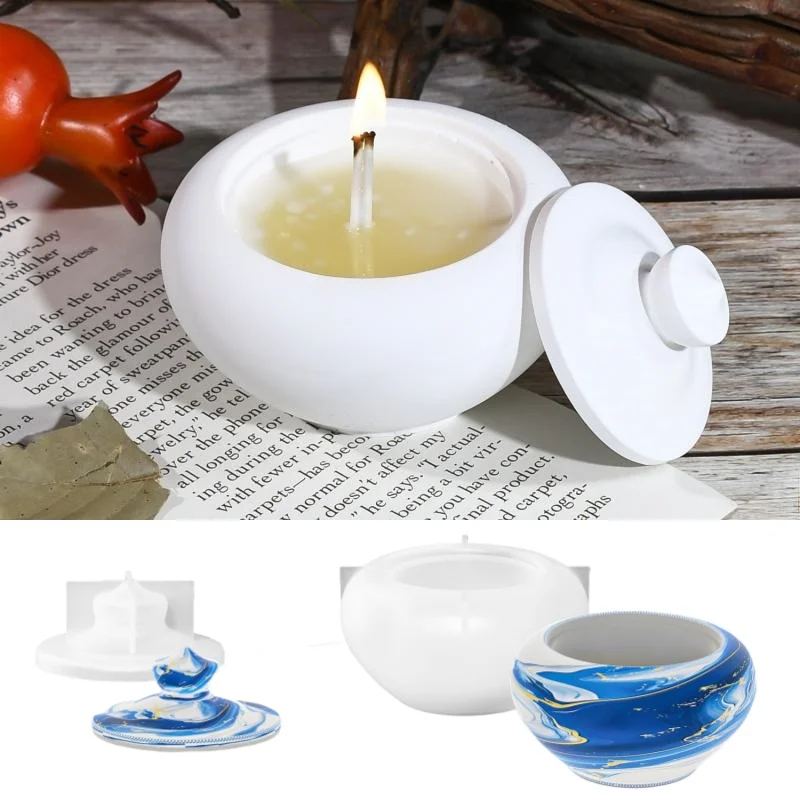 

1 комплект, банка для свечей, силиконовая форма, чашка для хранения «сделай сам», с крышкой, контейнер для ароматерапии, гипсовые формы из смолы, креативное изготовление ремесел