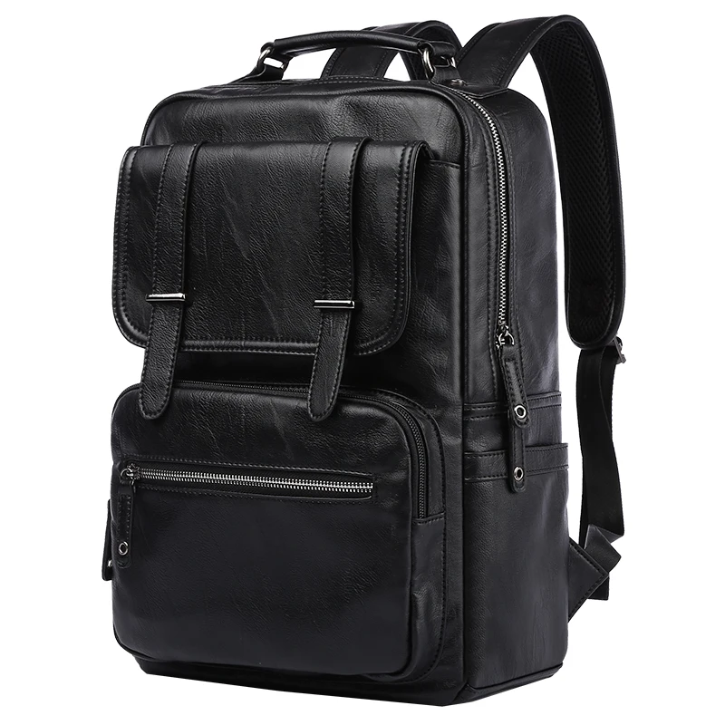 Moyyi Lederen Laptop Rugzak Voor Mannen Waterdichte Reizen Rugzak Vintage Business Tas Voor Forens Casual Lederen Daypack