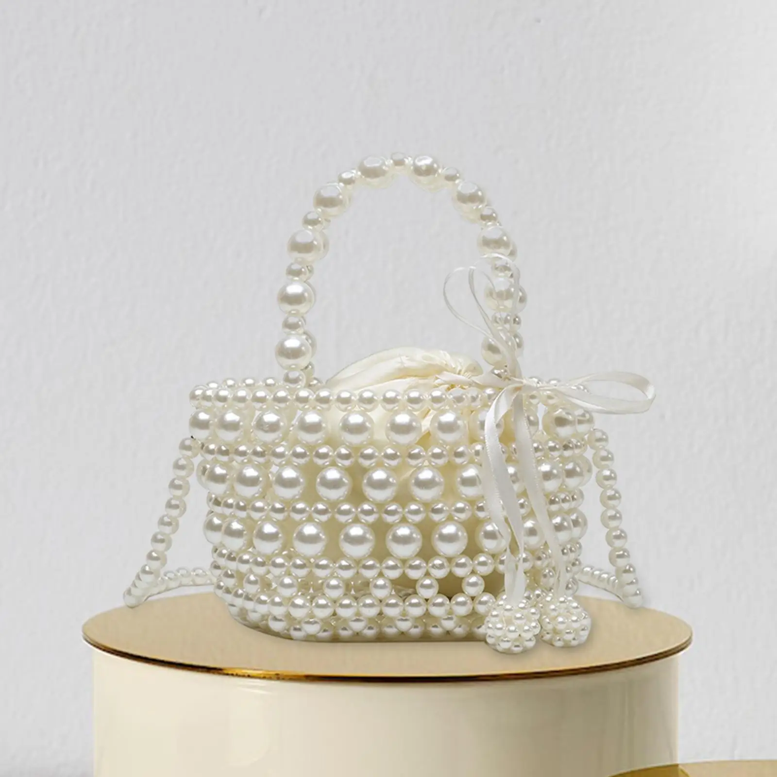 Beads Bucket Bag Bucket Drawstring Bag Handbag for Wedding Party Shopping image 3