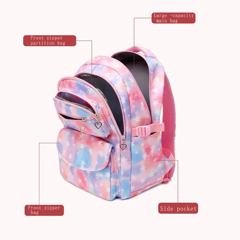 Conjunto de mochila escolar de três peças, lancheira fofa para meninas e meninos, mochila multifuncional, mochila impermeável impressa primária