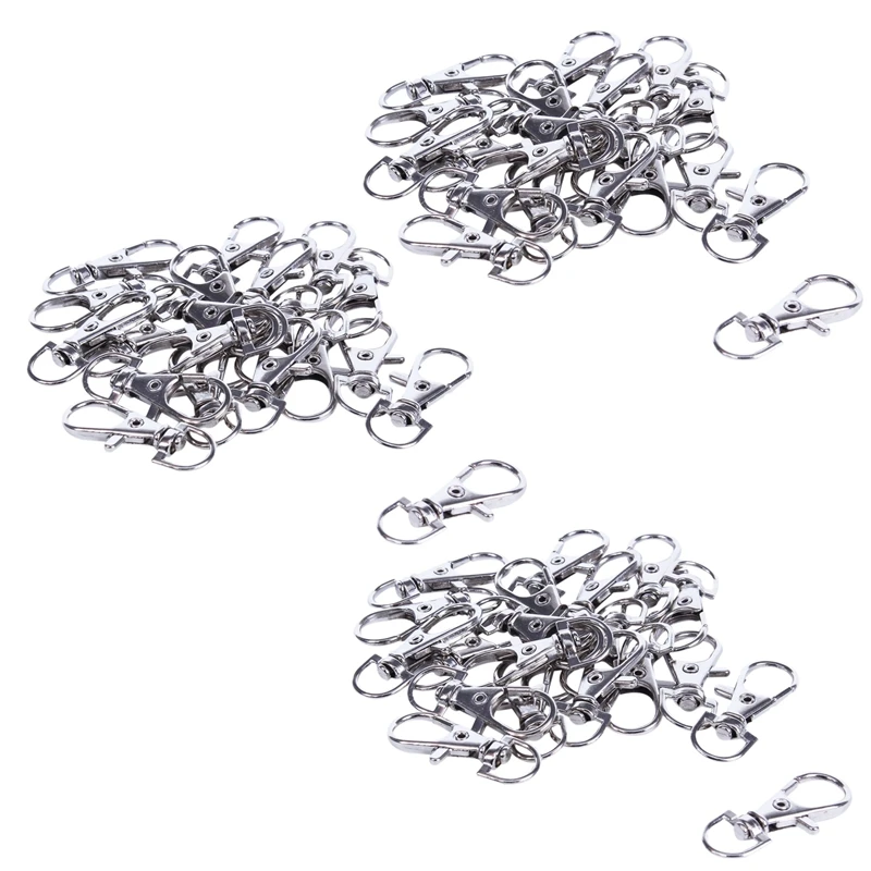 

60Pcs Metal Lobster Trigger Swivel Clasp Hooks Clip Buckle Jewellery Making Arts Crafts Key Ring Keychain 35Mm