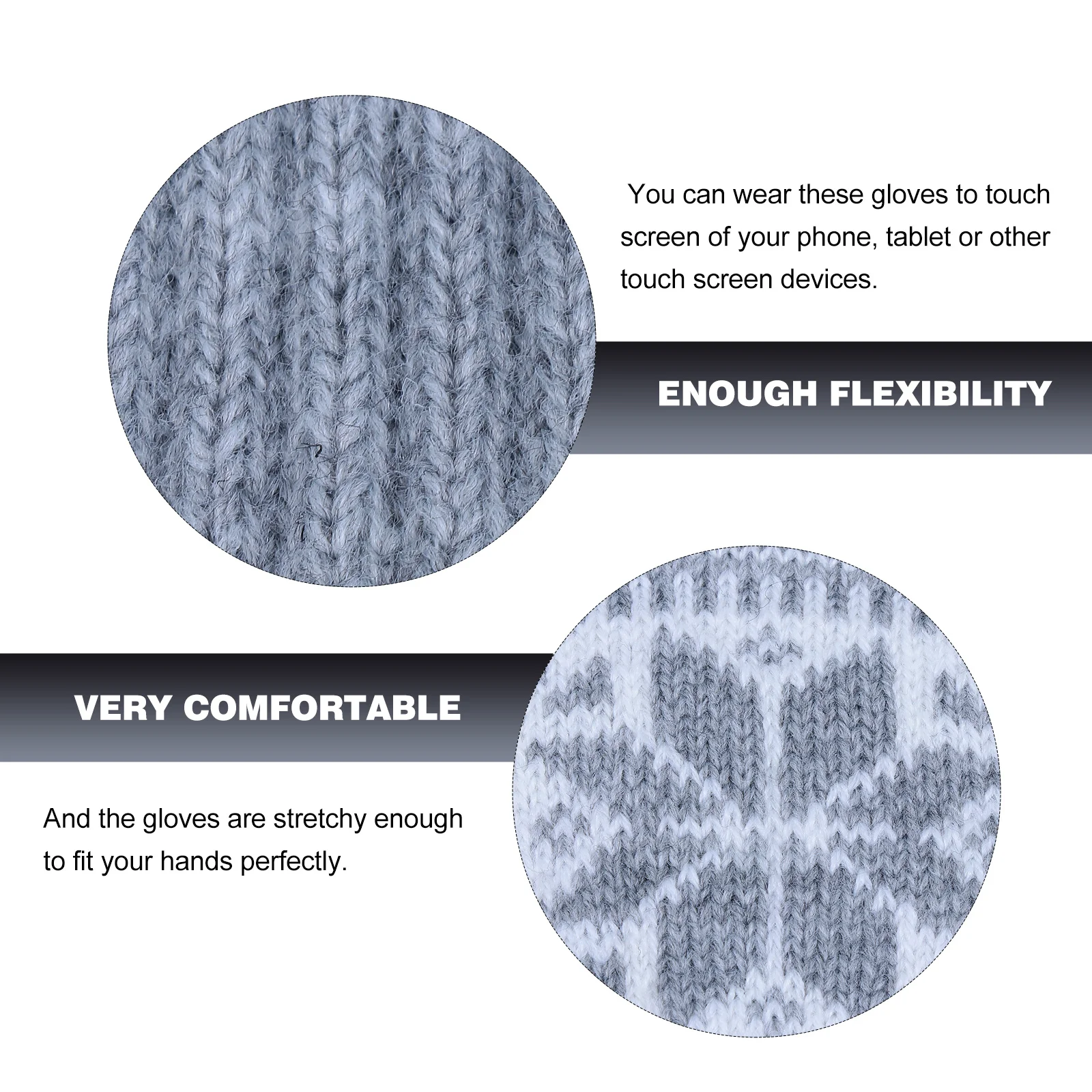 

1Pair Touch Screen Gloves Warm Knitted Winter Gloves with Snowflake Pattern for Outdoor Sports Windproof Full-Finger Unisex