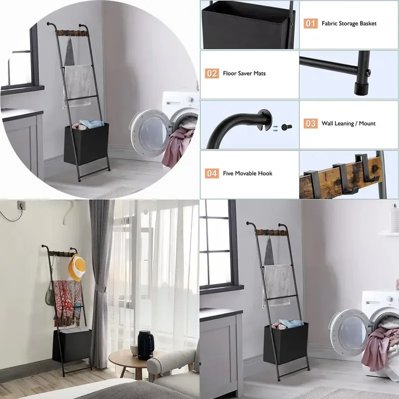 Modern Large Wall Mounted Hand Towel Drying Rack Stainless Steel With Heater Freestanding Black For Hotel Bathroom
