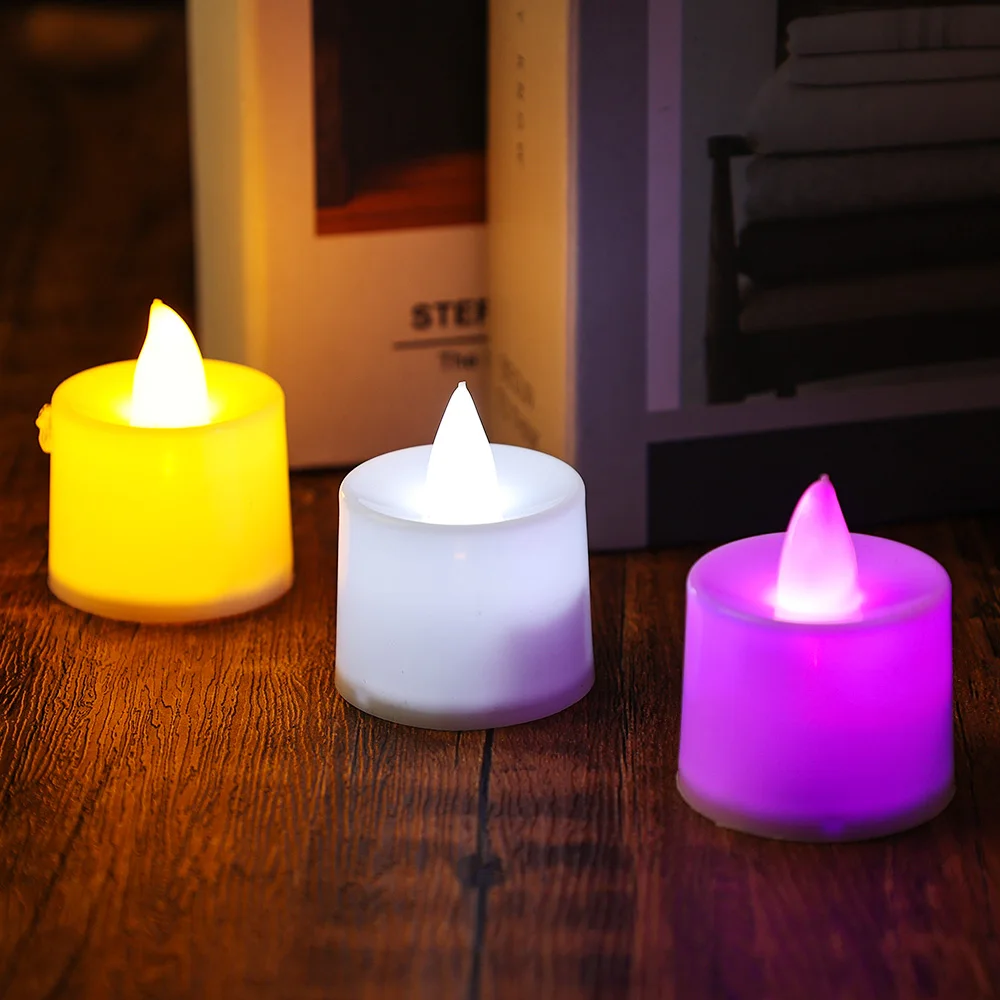 Bougies LED sans flamme à piles, bougie chauffe-plat colorée pour la maison, anniversaire, mariage, décor de fête, romantique, ci-après les lampes