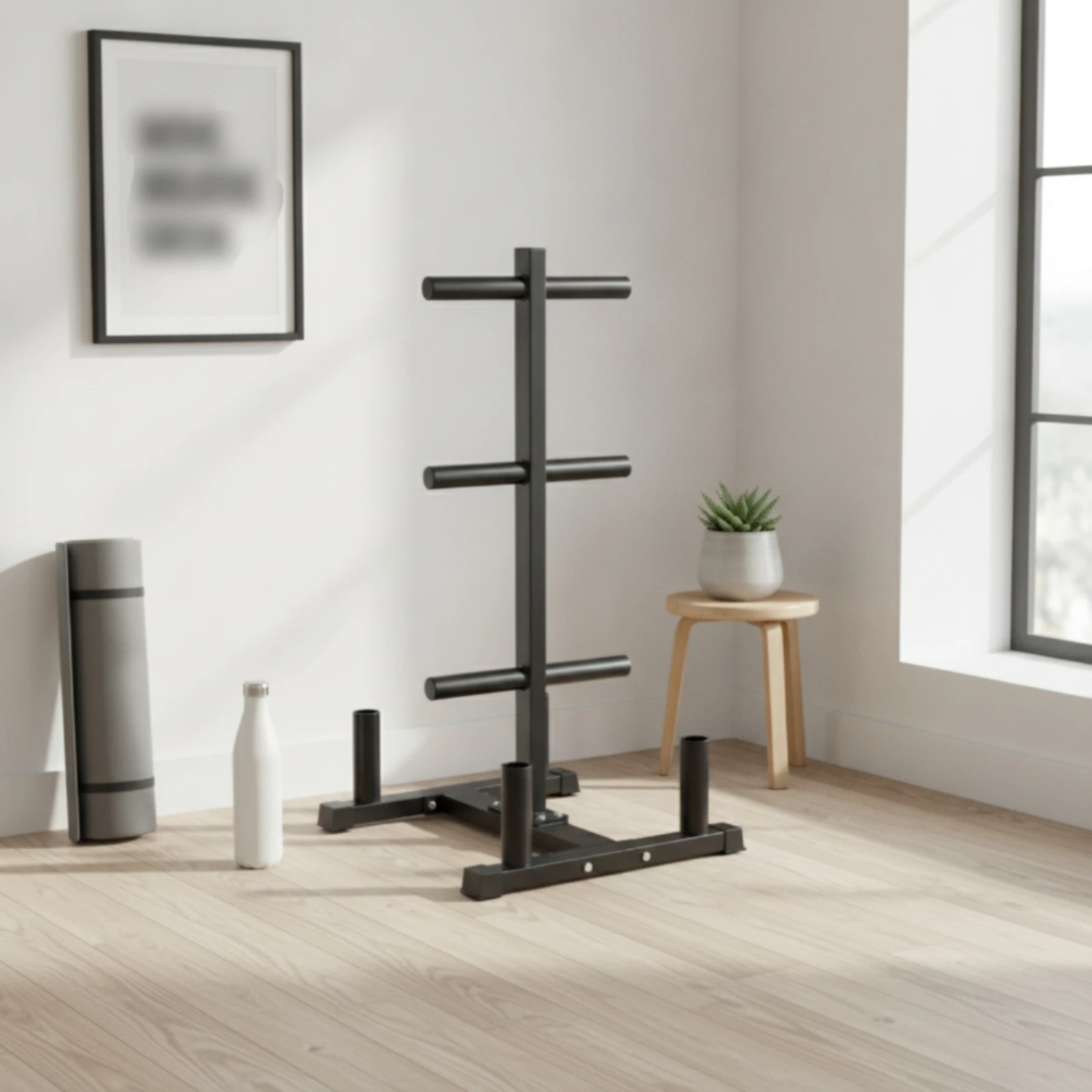 Estante de Almacenamiento Vertical para Gimnasio, Estante de Almacenamiento de Placas de Acero Resistente, Barra Vertical para Pesas, para Espacio de Fitness en Casa