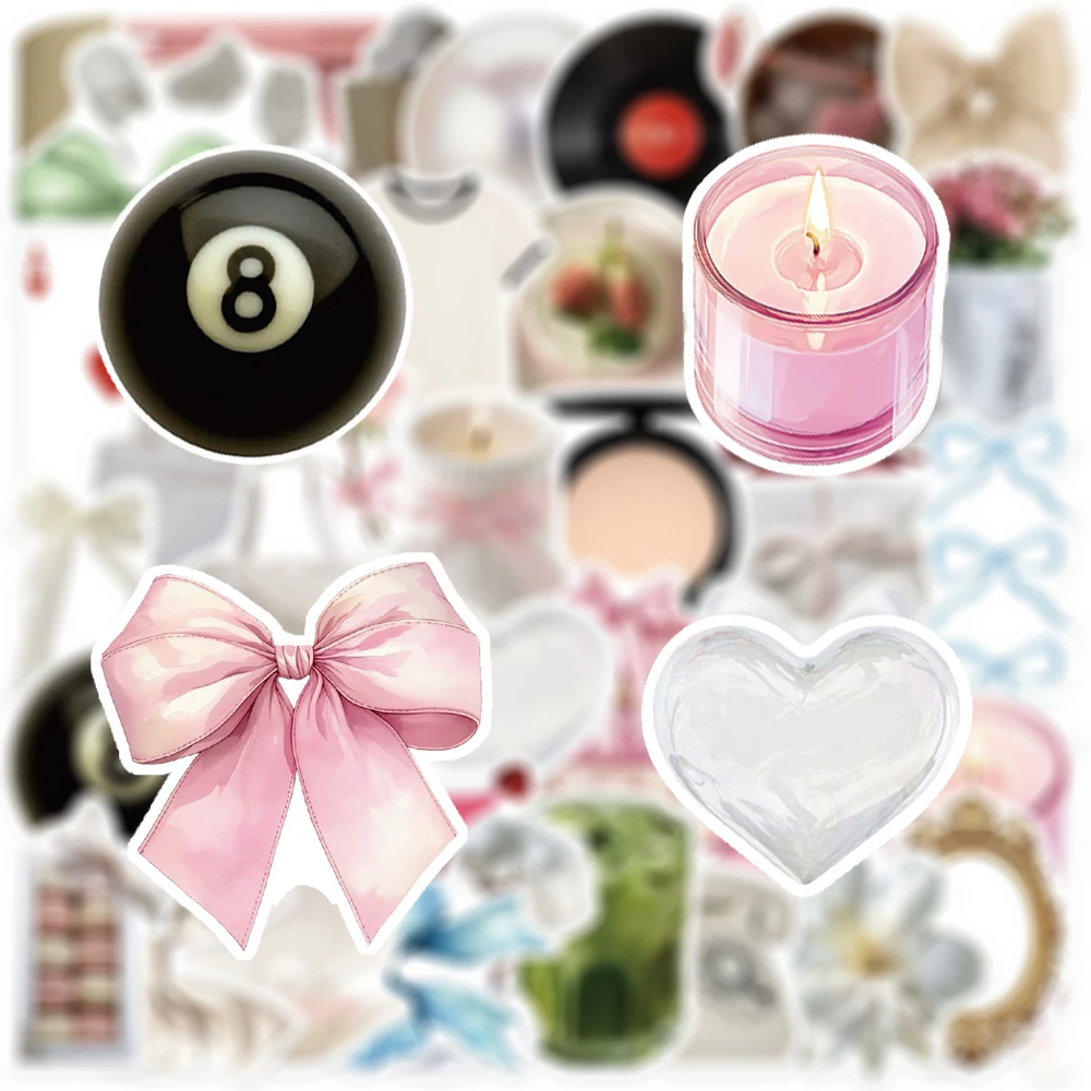 

10/30/50pcs Cute Girl Bow Ins Style Aesthetic Stickers Kawaii Graffiti Decals DIY Water Bottle Laptop Phone Bike Sticker Packing