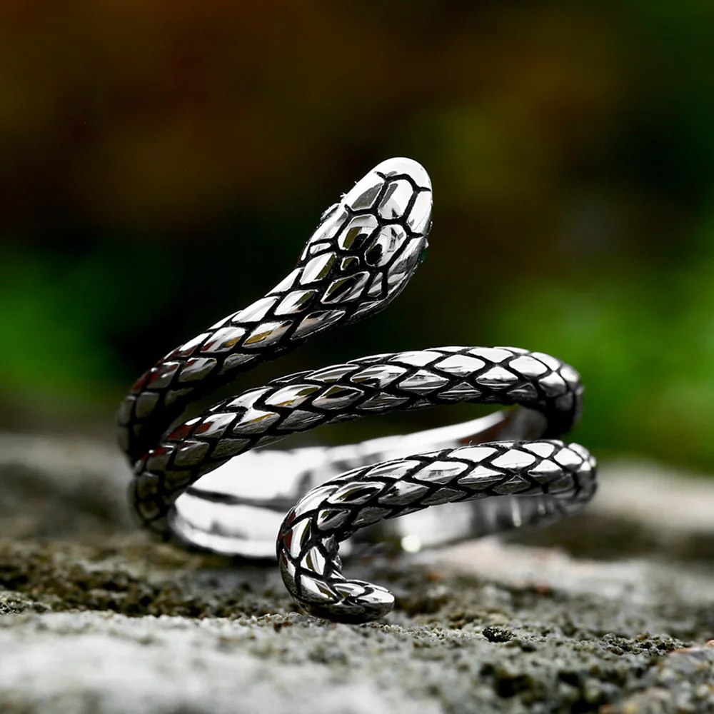 New Design 316L Stainless Steel Snake Ring For Men Women Punk Cool Animal Rings Biker Fashion Amulet Jewelry Gift Dropshipping - view 4
