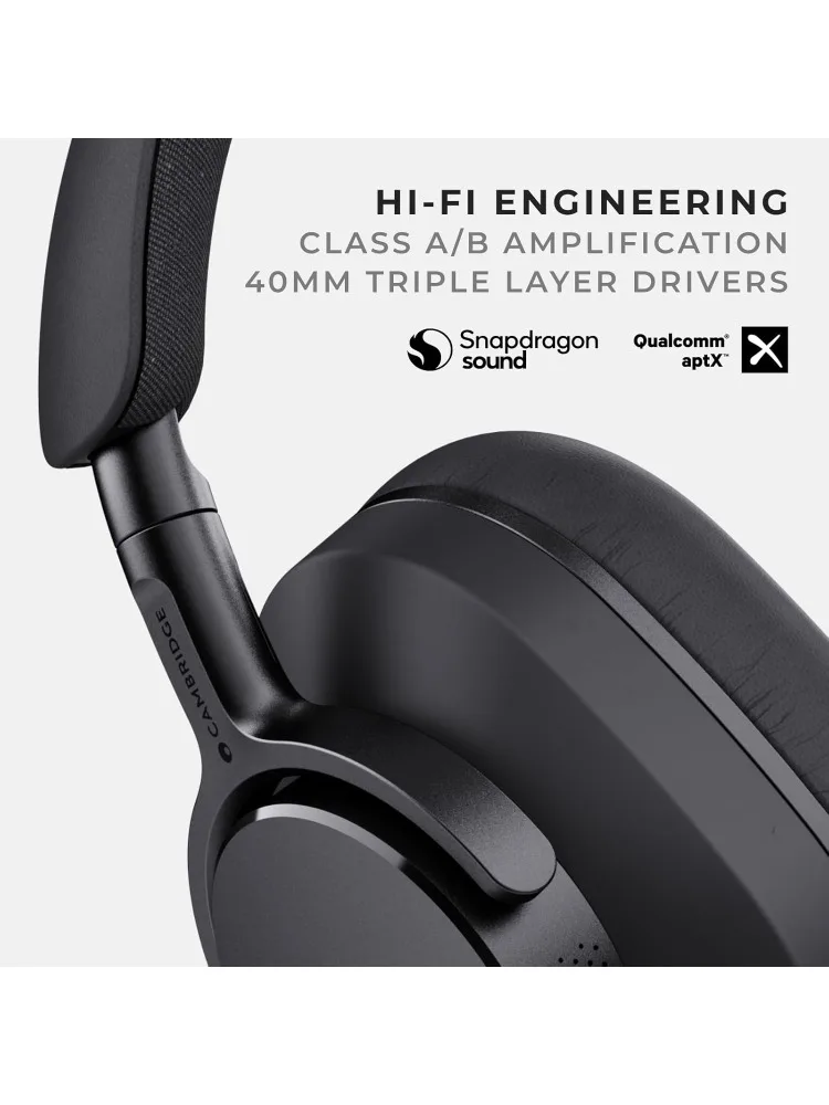 Cuffie Cambridge Audio Melomania P100 - Bluetooth, cancellazione attiva del rumore con audio Hi-Fi, riproduzione 100 ore con ripristinazione dell'utente
