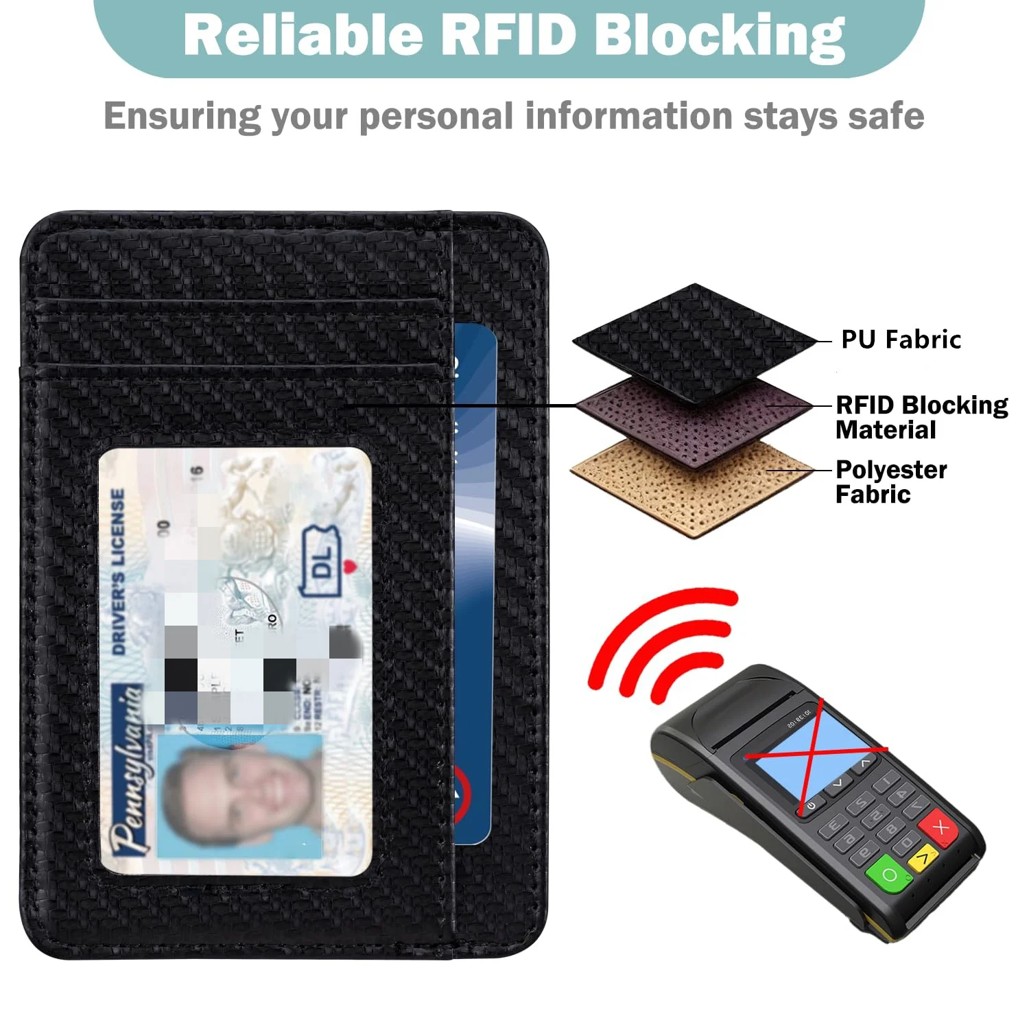 Schlanke Minimalistische RFID-blockierende Vordertaschen-Geldbörsen für Männer und Frauen – Detail 4