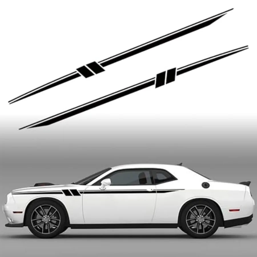 

Наклейка-графика для автомобиля Challenger, 1 пара, спортивная, виниловая, матовая черная, для боковых дверей, совместима с Challenger Racing Graphics
