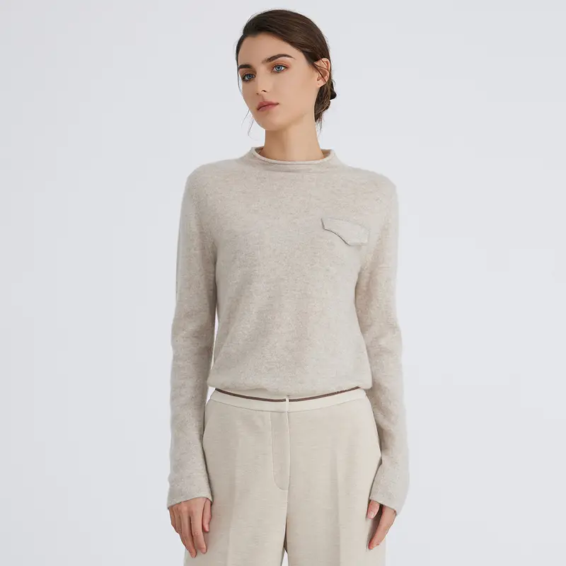 BC799 High-quality Luxury Brand Women's Clothing Half Turtleneck Pullover Knitted Sweater 94% Cashmere Wool - Image 7