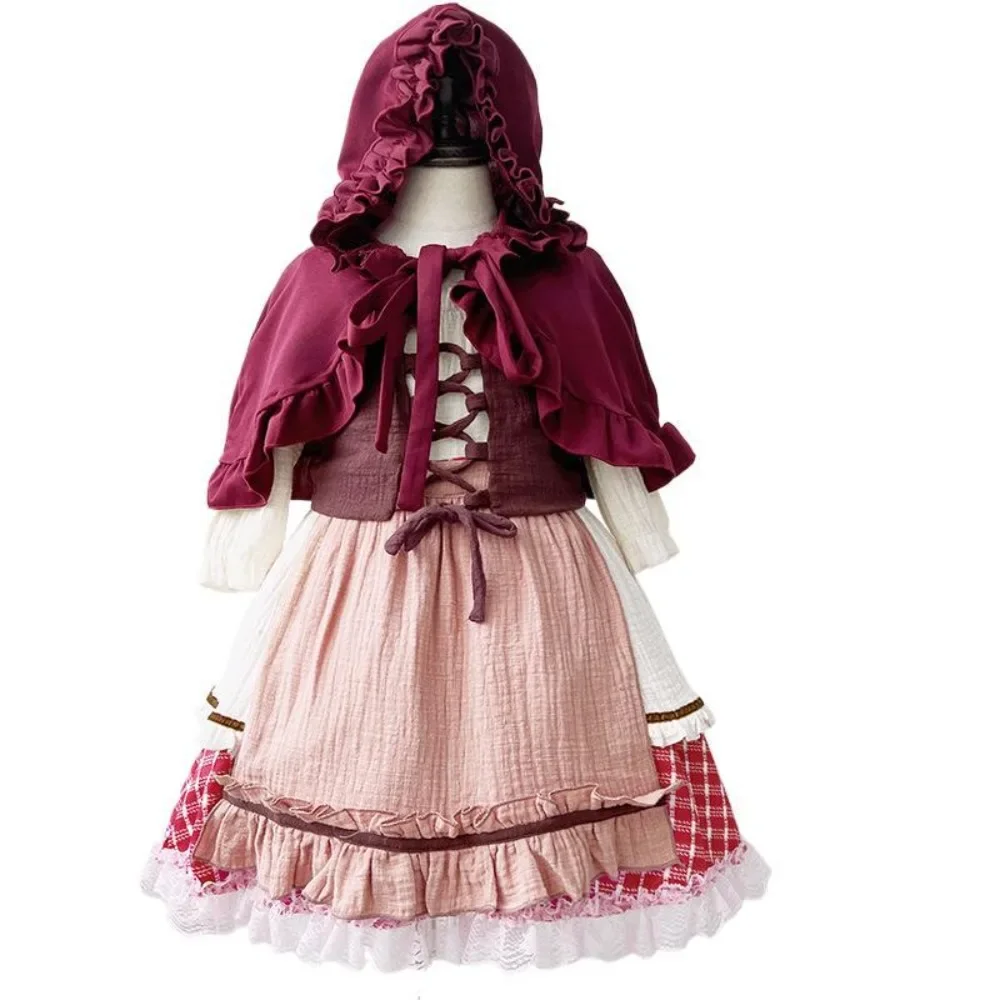 ذو الرداء الأحمر الصغير - فستان فرنسي على الطراز الريفي لعيد الميلاد لزي الهالوين للأطفال