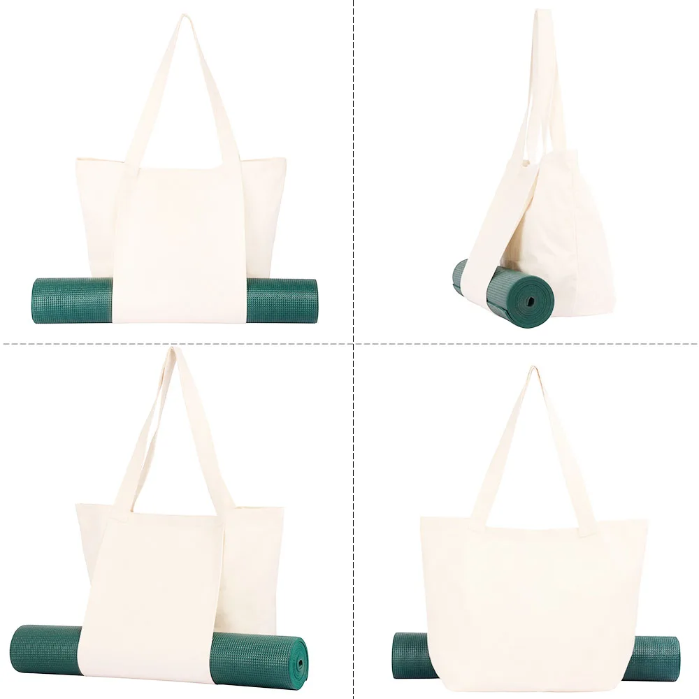 Tas Yoga Kanvas Lipat Satu Bahu Kapasitas Besar Portabel Penyimpanan Peralatan Olahraga Kebugaran Pilates Ringan Praktis