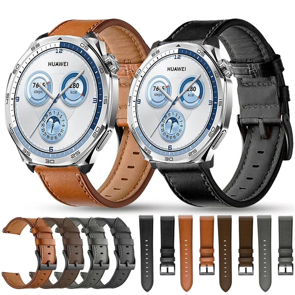 Leather Strap Watchband for Huawei Watch GT 5 46mm Smart Wriststrap Quick Releas Bracelet for Huawei GT5 46mm Accessories