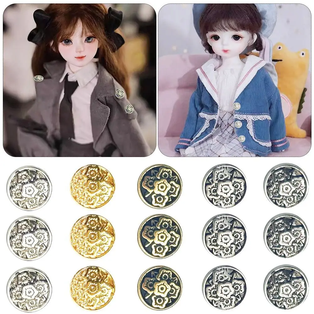 20pcs New 7mm Floral Button Buckle Mini 5 Colors Clothes Metal Buckles Accessories for 1/6 Doll