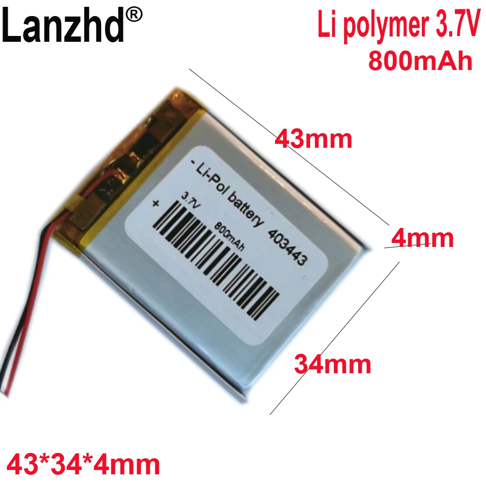 403443 Li Polymer lithium battery 800mAh 3.7V For Temperature and Humidity meter Bluetooth speaker LED light beauty meter