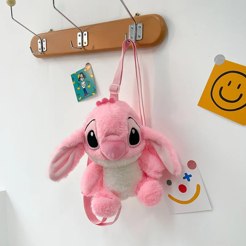 Disney Pink Lilo und Stich Plüsch Rucksack niedlichen Anime Figur ausgestopfte Puppe Kawaii Blue Stitch Rucksack Schult asche Spielzeug Kinder