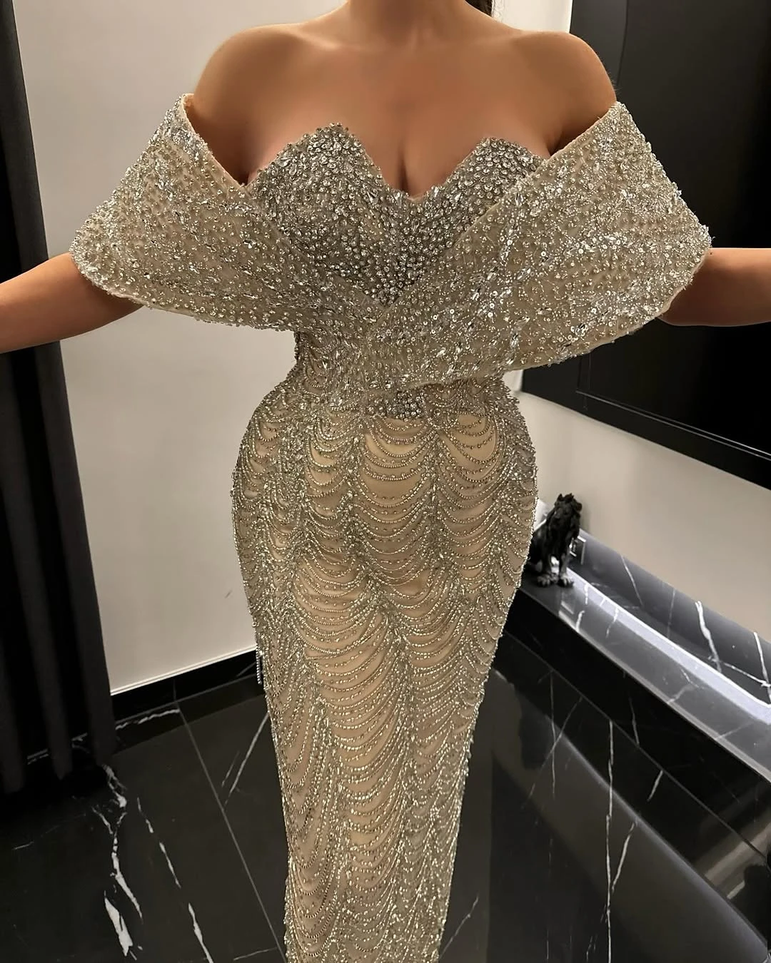 2025 New Luxurious Full Crystal Mermaid Off Shoulder Sexy Formal Occasion Women's Cocktail Party Evening Dress Customized