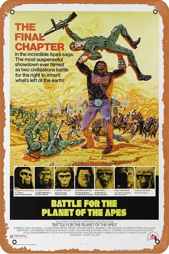 Battle for the Planet of the Apes 1973 Movie Poster Retro Metal Sign Vintage TIN Sign for Plaque Cafe Bar Home Wall Decor Art Si