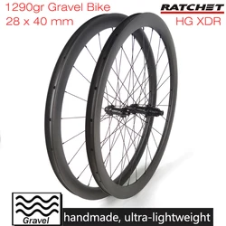 1290gr Gravel Bike Wheelset 28mm 40mm Tubeless Disc Road Carbon Wheels 30/35/45/50/55/60 Hook Hookless 100x12 142 Goldix HG XDR