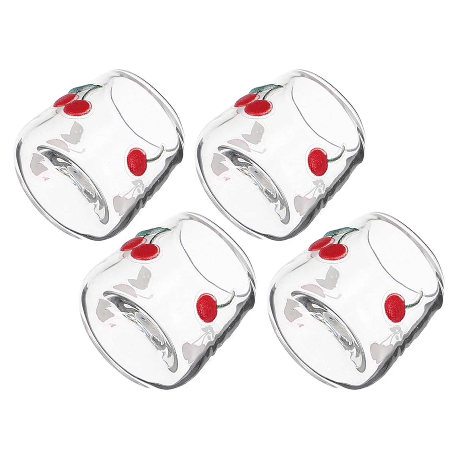 

4Pcs Miniature Glass Tumblers Cherry-Shaped Wide-Belly Tiny Drinking Cups for Dollhouse Kitchen Accessories Realistic Mini