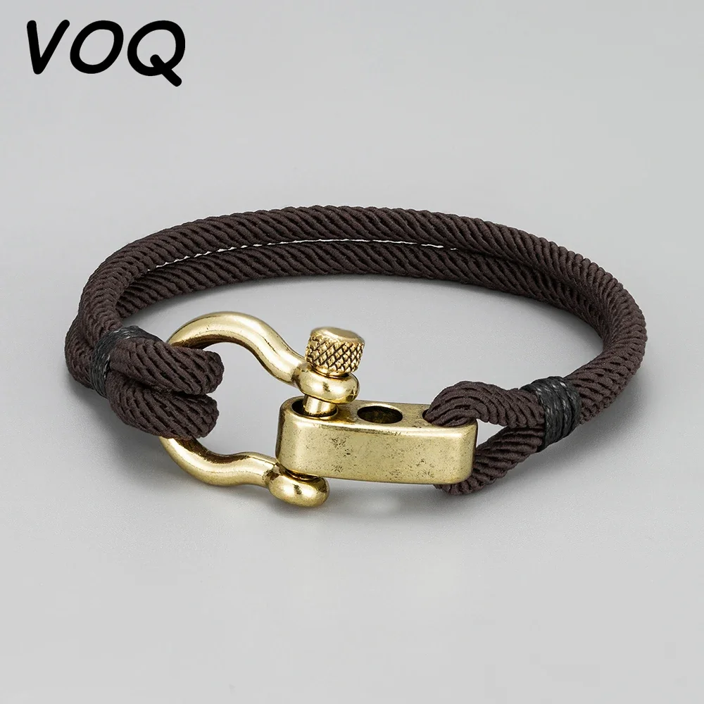 New Retro Horseshoe Buckle Bracelets Survival Rope Bracelet Homme Femme Handmade Adjustable Luxury Jewelry Couples gift