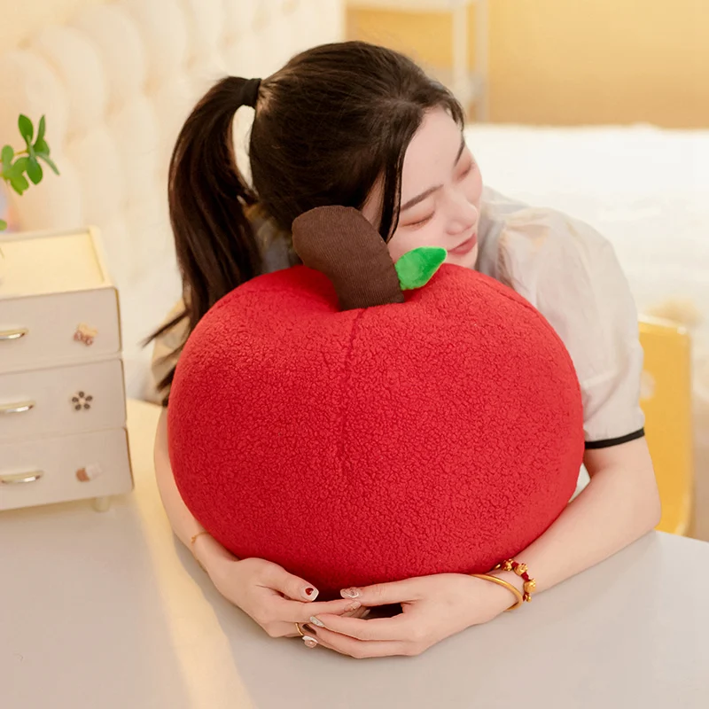 Nueva almohada de felpa de manzana grande, juguete de peluche de manzana de Navidad, muñeco de peluche de manzana roja encantadora, fruta de Navidad, regalos decorativos cómodos