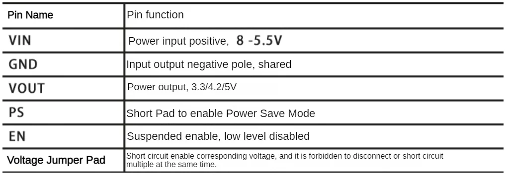 TPS63020 Automatisches Buck-Boost-Modul DC-DC 1,8V-5,5V auf 3,3V 4,2V 5V Step-Up-Down-Stromversorgungsplatine für MCU ESP32 STM32 Batterie – Detail 1