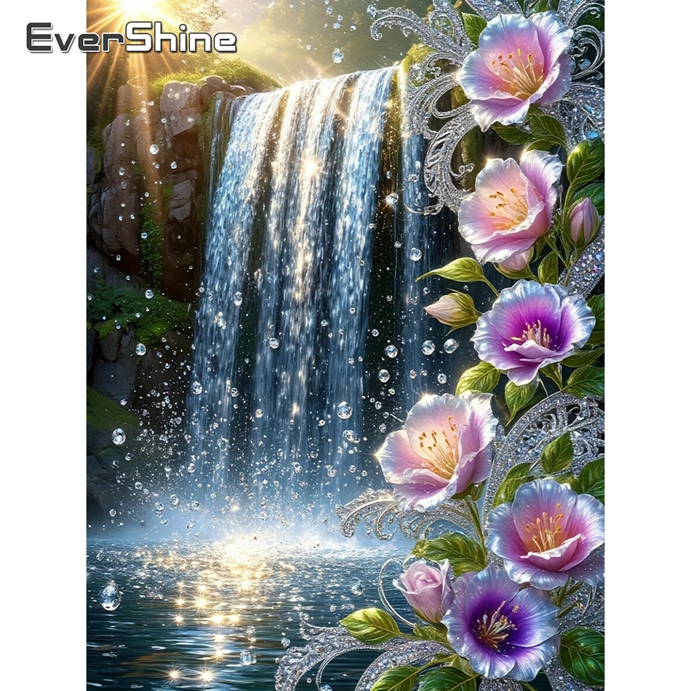 Evershine Diamant-Stickerei Landschafts-Strass-Bild Mosaik Wasserfall Vollquadrat-Drucknägel Gemälde Blume Handgemachtes Geschenk