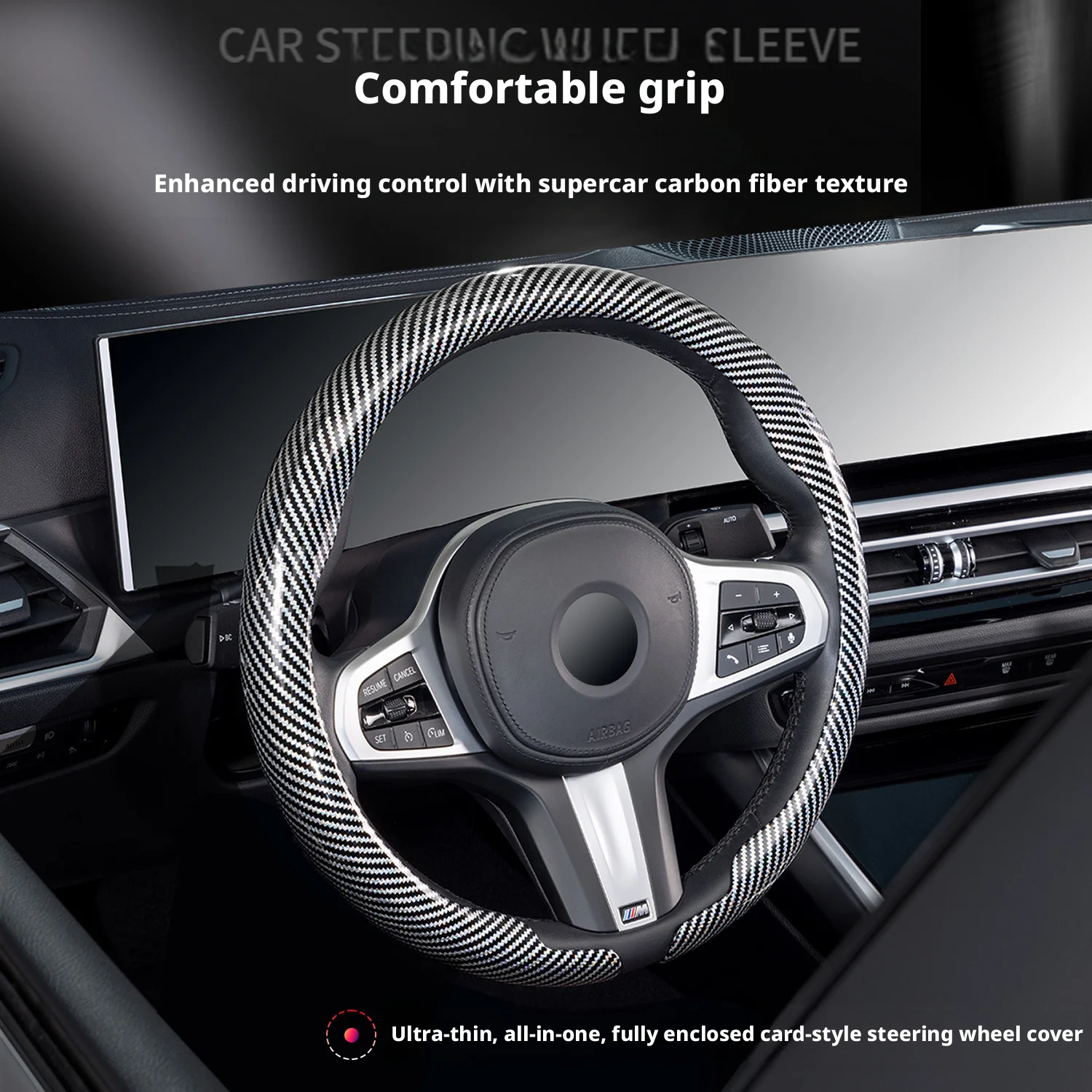 Fits Chrysler 300 / 300C Base Version, Pacifica / Voyager, Chrysler 300S   Ultra-thin carbon fiber snug fit steering wheel cover