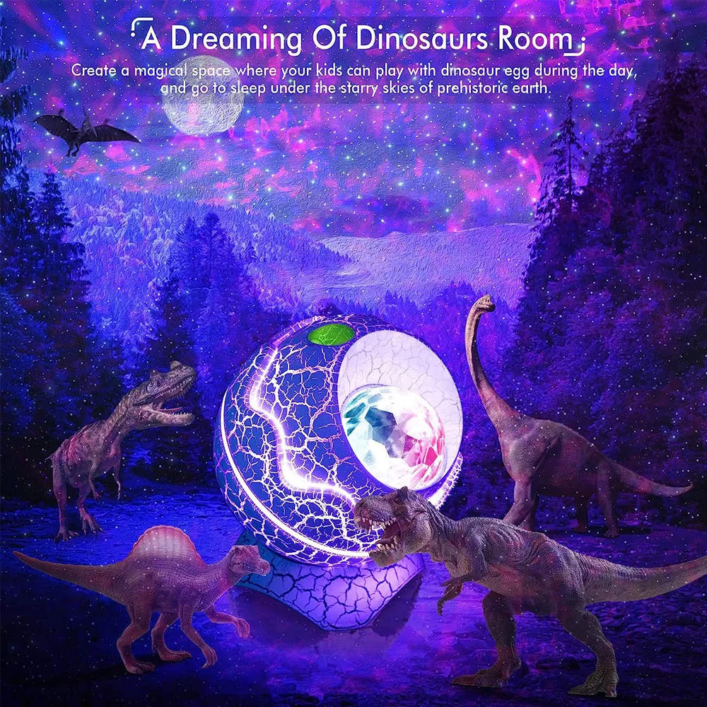 Dinosaur Egg Galaxy Star Projector Starry Light with Wireless Music Player Night Light with Nebula Timer & Remote Control Gift