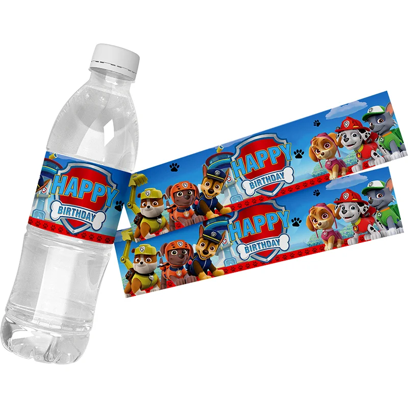 Paw Patrol Party Favors Stickers Paw Patrol Water Bottle Label Birthday Party Decoration Baby Shower Supplies Waterproof Sticker