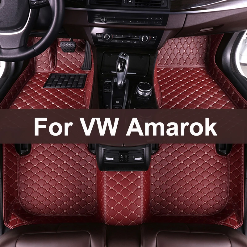 Car Mats For Volkswagen VW Amarok 2010~2022 Floor Rug Auto Interior Parts Carpet Pad Luxury Leather Mat Full Set Car Accessories