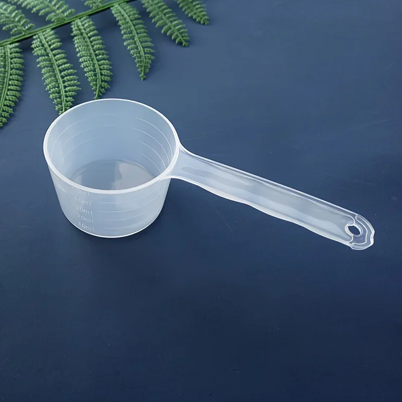 Cuchara medidora transparente de 5 piezas y 50ml, tazas graduadas para harina, arroz, herramienta de cocina portátil, cuchara de comida grande para el hogar