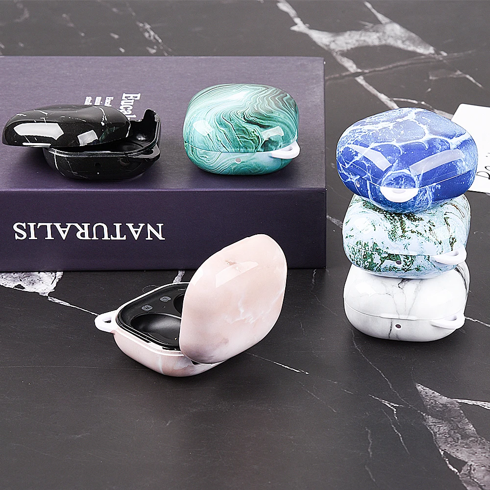 حافظة لهاتف سامسونج جالاكسي براعم 2 برو لايف FE حافظة صلبة من البولي كربونات حافظة لهاتف جالاكسي براعم برو براعم 2 برو حافظة بنمط رخامي