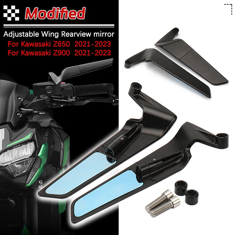 

For Z650 Z900 2021-2023 Motorcycle Adjustable Rearview Mirror Aluminum Rear View Mirrors For Kawaski Z650 Z900 2021 2022 2023