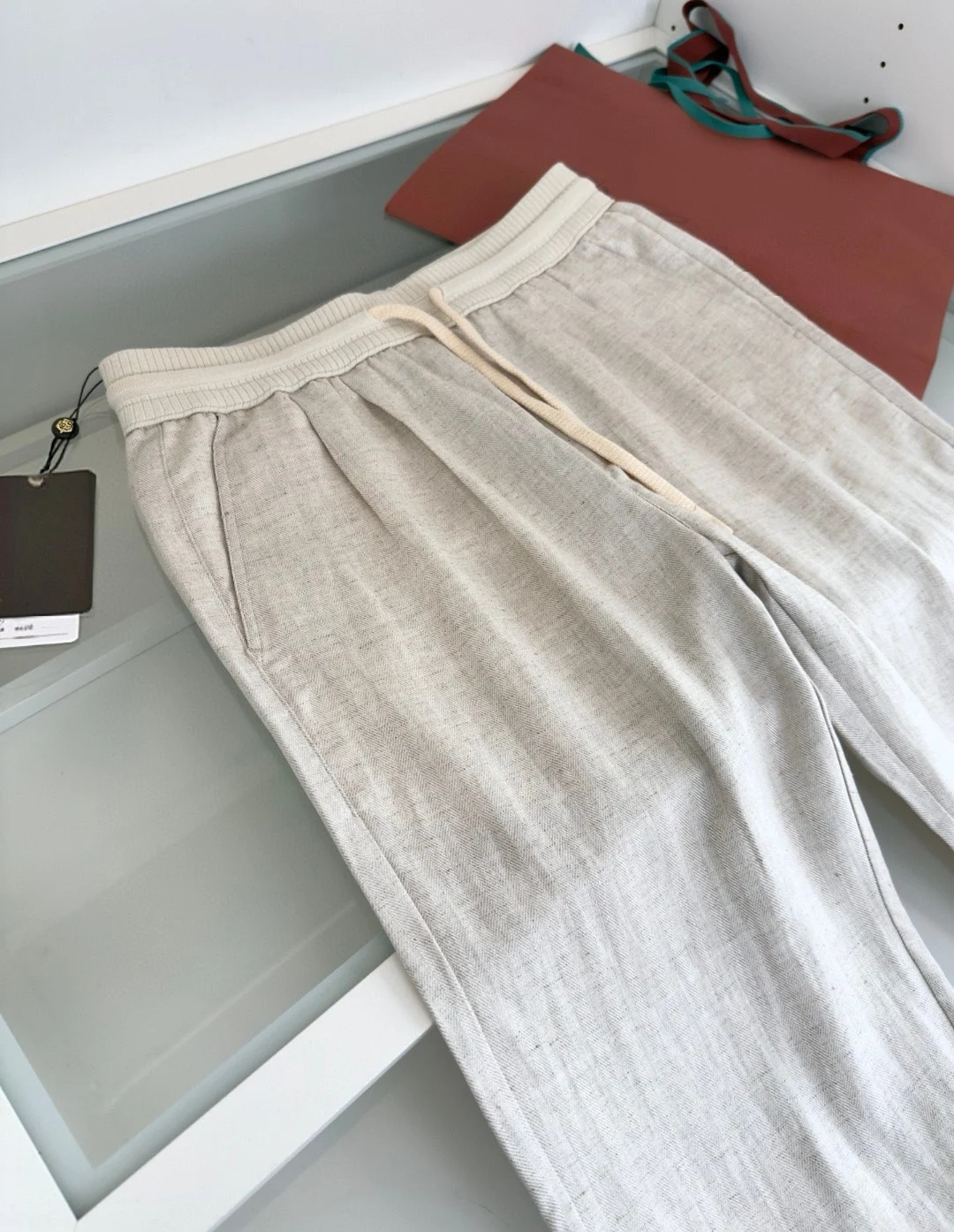 

LP old money wind 25ss tencel linen elastic waist straight casual pants